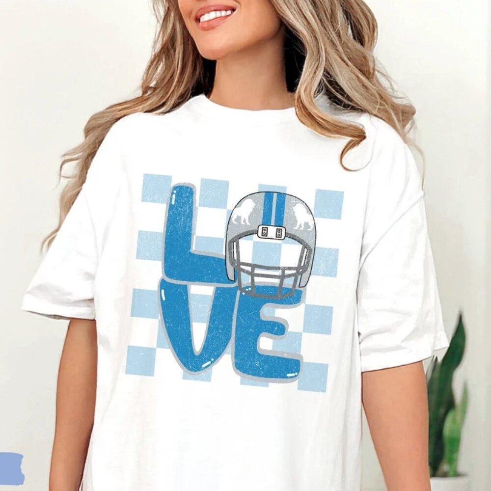 Detroit Lions Retro Checkered Nfl Football Fan TShirt